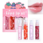 Hydrating Lip Oil Set, Moisturizing Lip Gloss, Fruit Roll on Lip Gloss, Clear Plumping Lip Gloss, Non-Stick Cup Long Lasting Lip Glow Oil, Transparent Lip Gloss, Plumping Lip Oil Set for Women